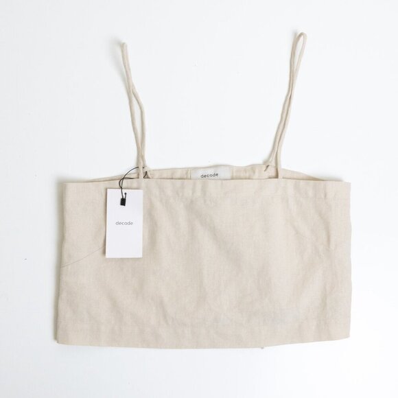 ✨ Decade Studio Dana Camisole Linen Cotton Cropped Top Ivory  Size 2-4 - Picture 2 of 11